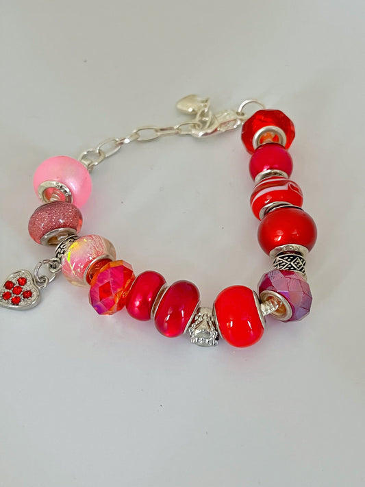 Red heart snake chain bracelet
